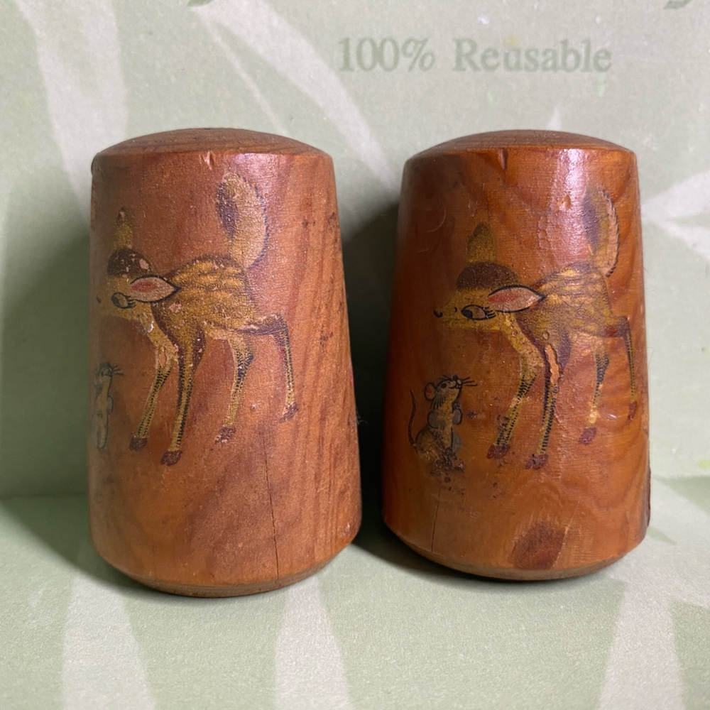 Handmade wooden salt & pepper shakers with woodland creatures decals (3/$25)